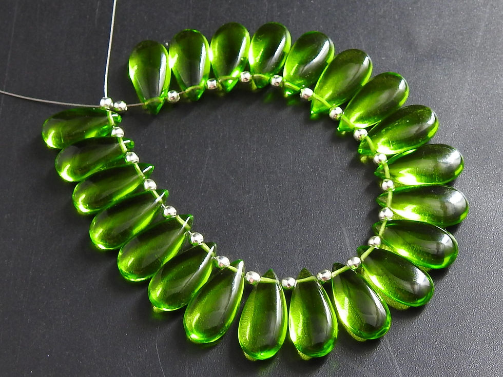 Peridot Green Quartz Smooth Teardrop