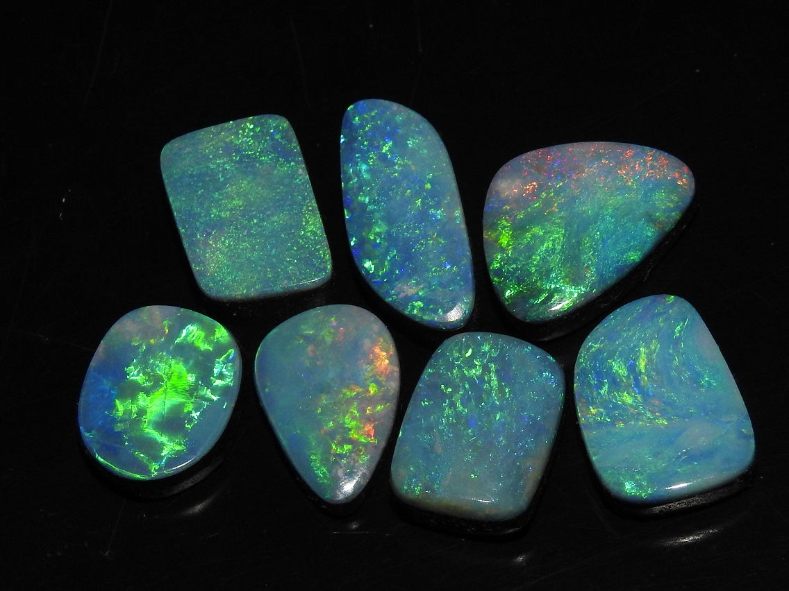 Australian Opal Doublet Multi Fire Smooth Fancy Shape Cabochon Lot