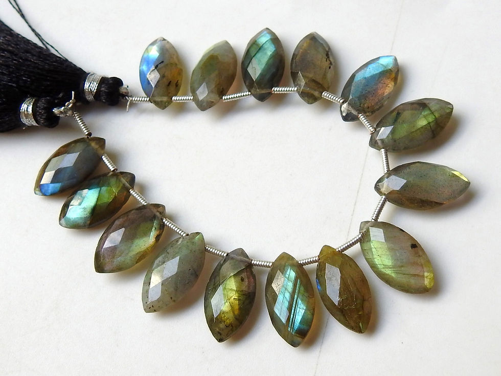 Thumbnail: Labradorite Multi Fire Faceted Marquise Shape Briolette
