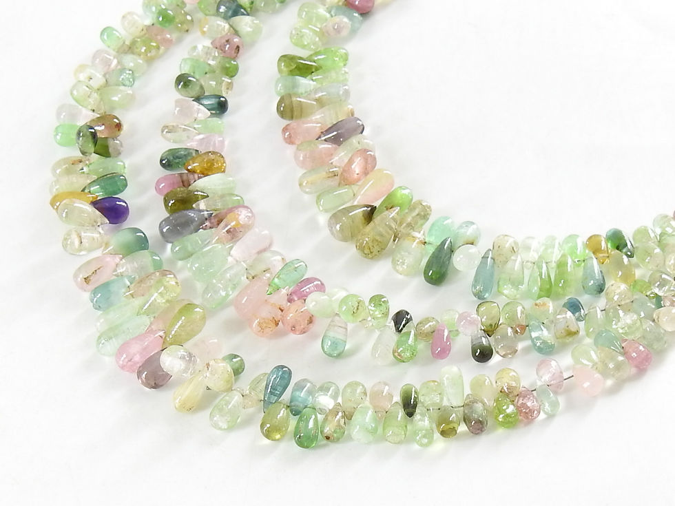 サムネイル： Multi Tourmaline Smooth Drop For Jewelry Making 8Inches Strand 9X4To3X2MM BR10