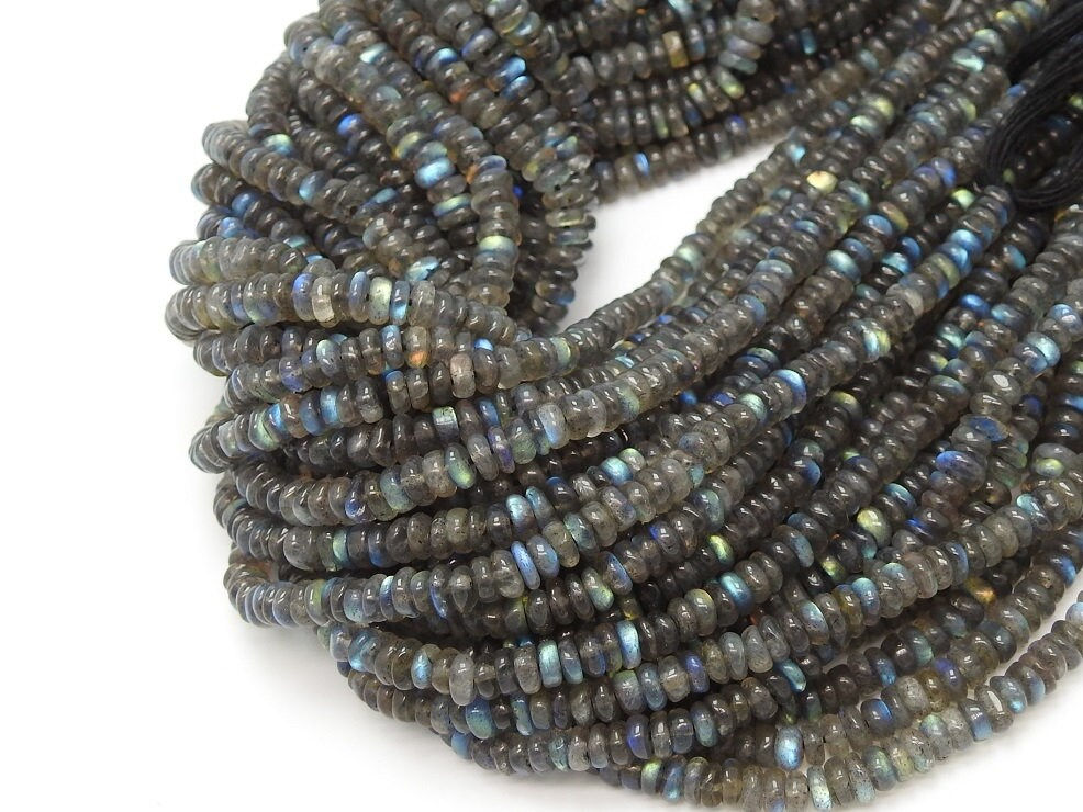 Labradorite Multi Fire Smooth Roundel Bead