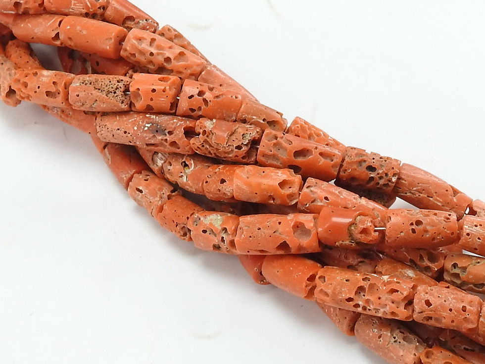 Thumbnail: Red Coral Tube Beads 8 Inch Strand  5-6mm Approx Natural Stone