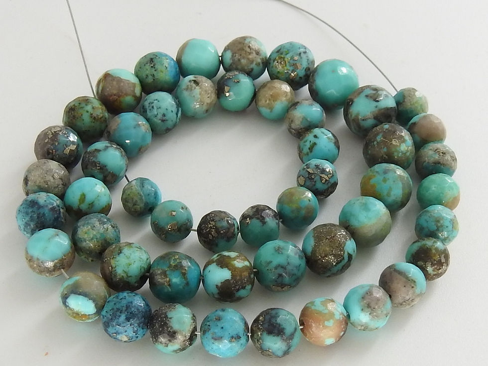 Arizona Turquoise Faceted Sphere Ball Round Beads