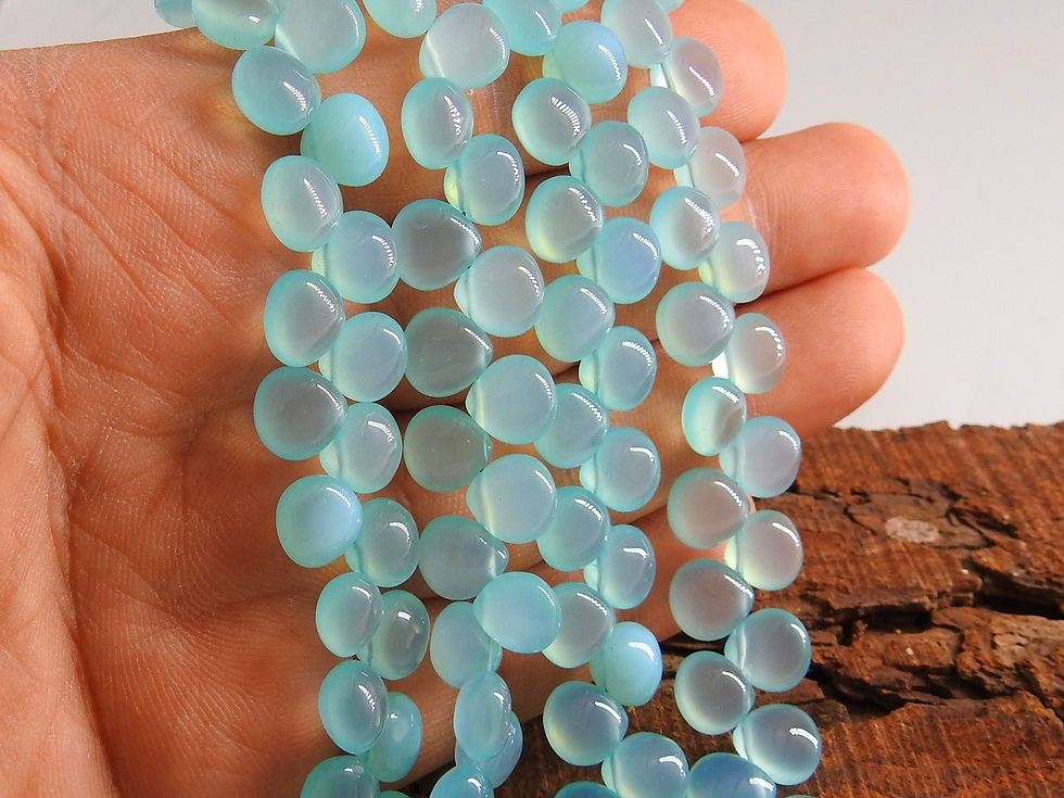Aqua Blue Chalcedony Smooth Hearts Teardrop