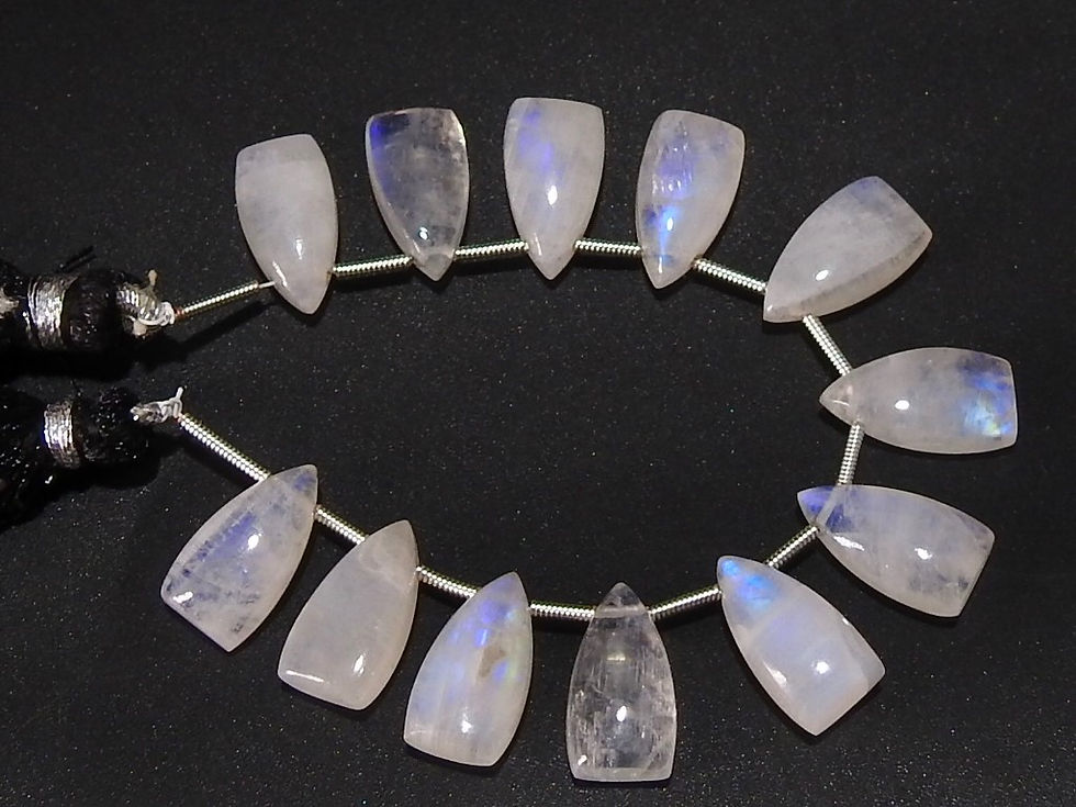 Thumbnail: White Rainbow Moonstone Multi Fire Smooth Long Trillions