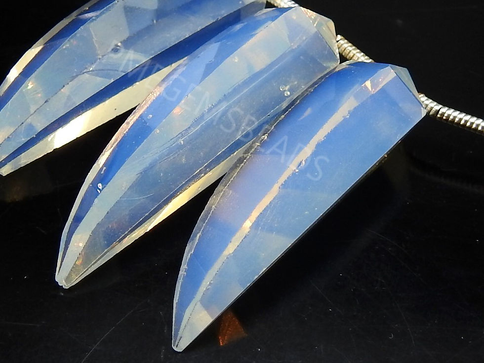縮圖：Opal Blue Quartz Faceted Step Cut Lady Finger Shape Briolette