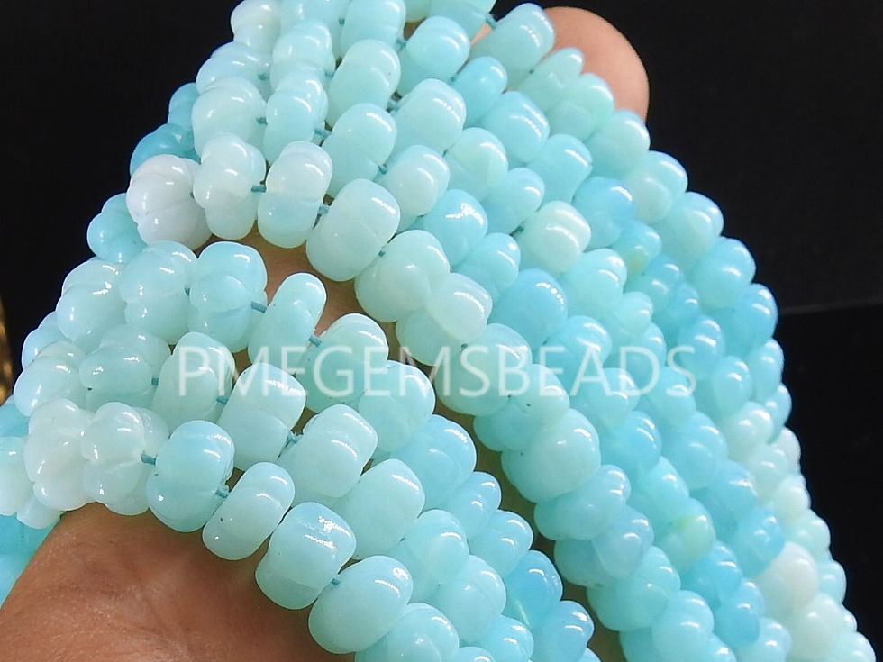 Thumbnail: Blue Opal Shaded Pumpkin Shape Caving Roundel Beads Watermelon Heated