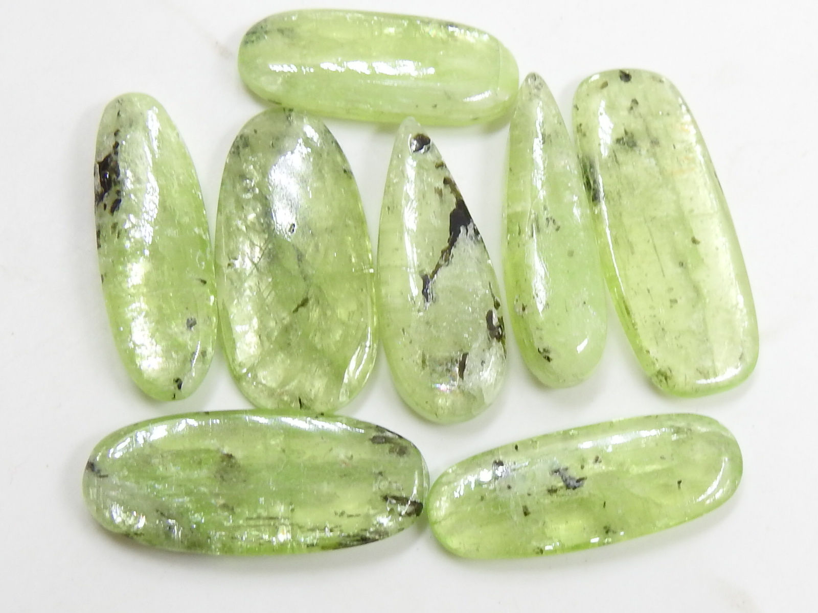 Green Kyanite Smooth Cabochon 8Piece Lot 25X32To8X12MM Approx C-41