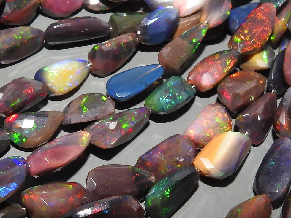 Ethiopian Black Opal Multi Fire Faceted Tumble Nuggets