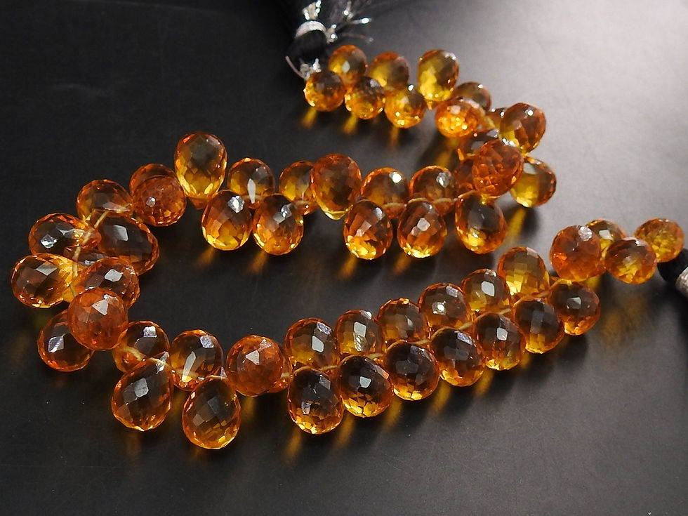 Citrine Yellow Quartz Faceted Drops