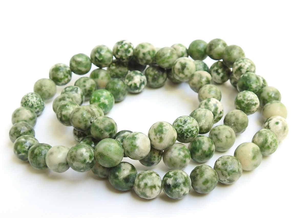 Green Spot Jasper Sphere Ball Round Beaded Bracelet