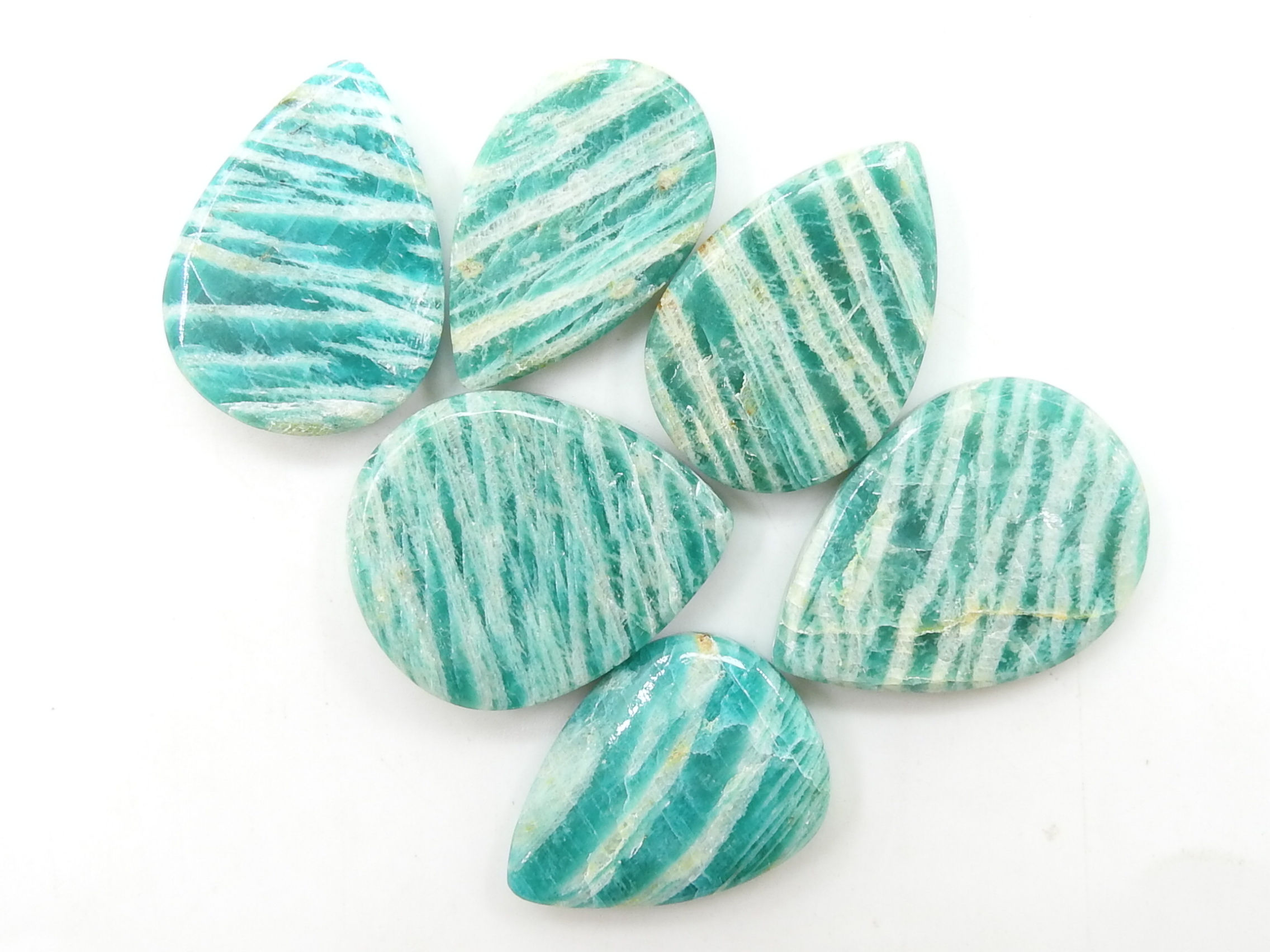 Amazonite Smooth Shape Cabochon Lot/6Piece 29X25To23X16MM/C-57