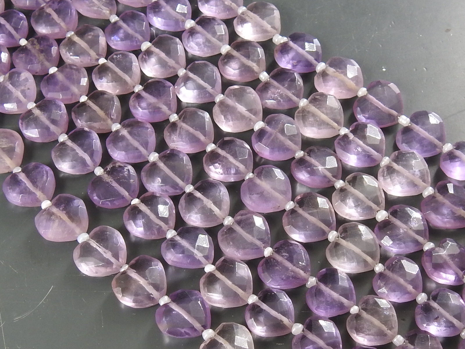 Pink Amethyst Faceted Heart Shape Bead/8Inch Strand 10X11MM/Natural Stone/PME-B4