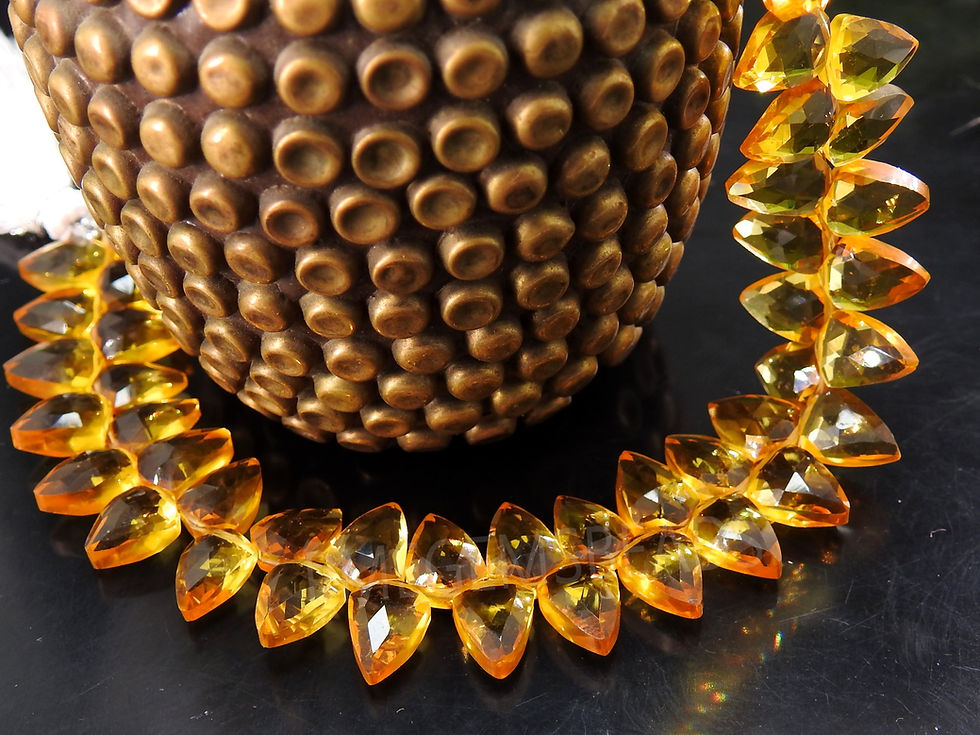 Miniature : Citrine Yellow Quartz Faceted Tie Shape Briolette