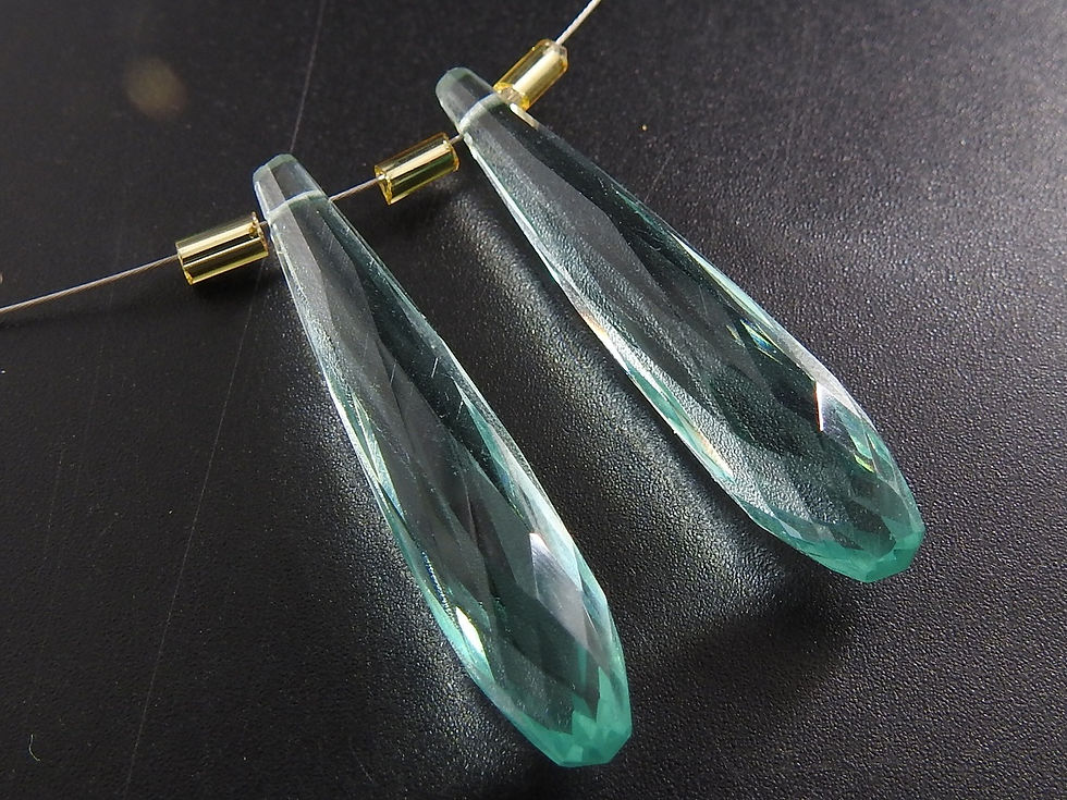 Thumbnail: Amethyst Green Quartz Faceted Elongated Drops