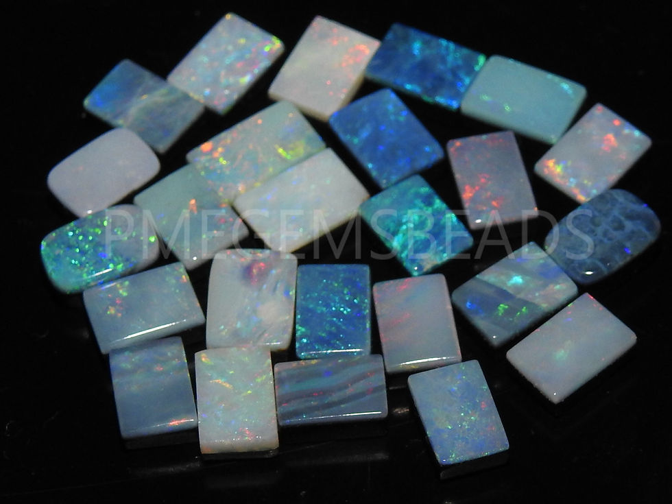 Miniature : Australian Opal Doublet Multi Fire Smooth Rectangle Shape Cabochon