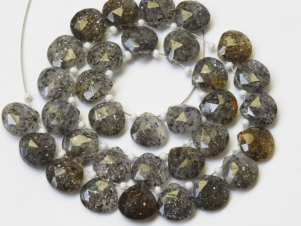 Miniature : Black Sunstone Faceted Heart Shape Teardrop 14X14MM 2Piece