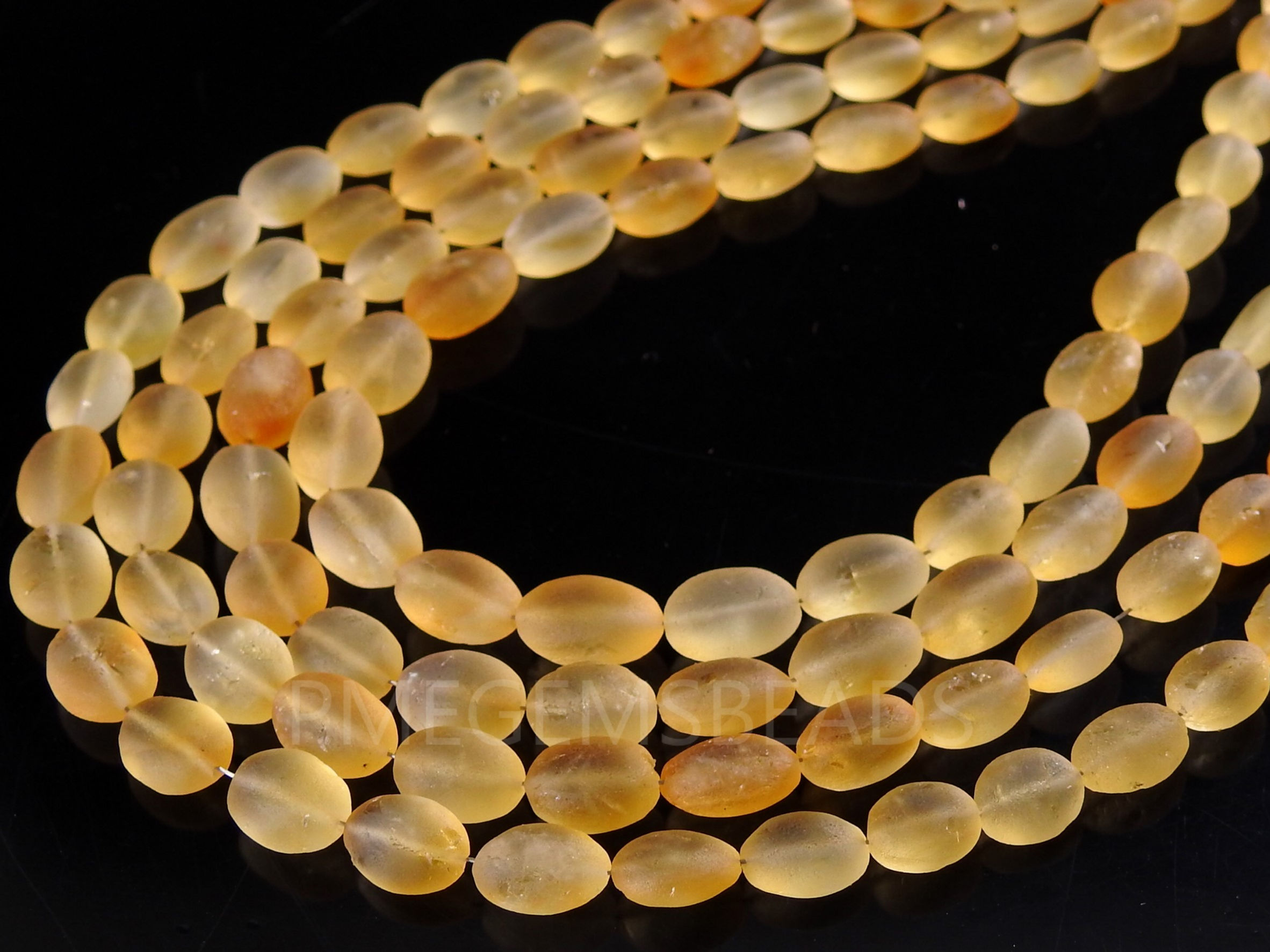 Citrine Smooth Matte Polished Oval Shape Tumble Bead