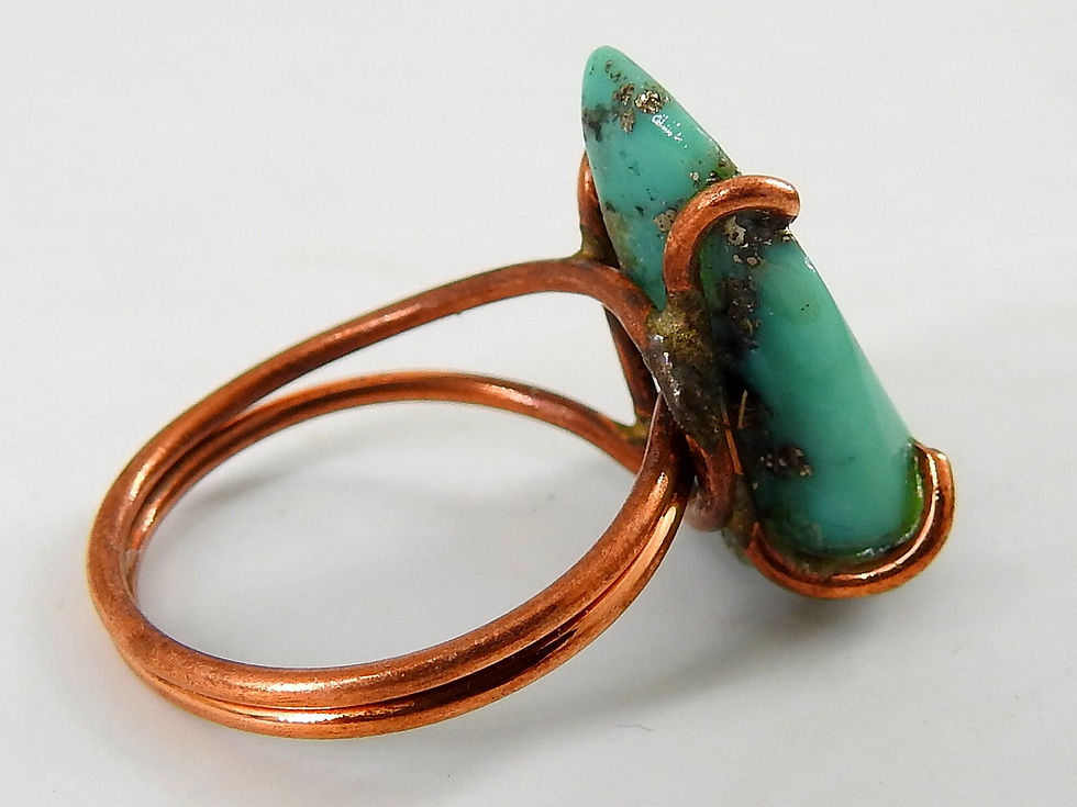 Thumbnail: Arizona Turquoise Natural Polished Rough Slice Adjustable Wire Wrapping Copper R