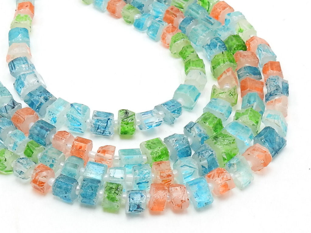 Crystal Quartz Multi Color Nugget Irregular Natural Rough 16Inch 3-6MM