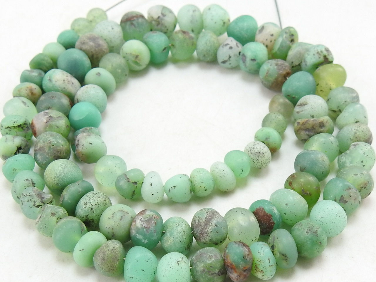 Chrysoprase Smooth Handmade Matte Polished Roundel Bead