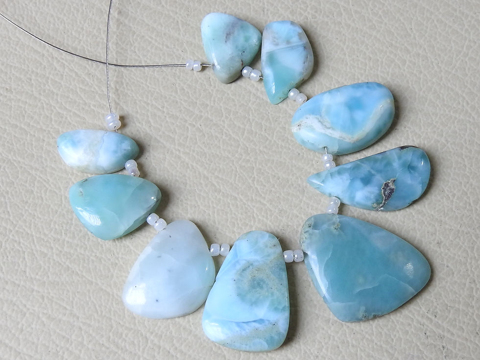 Larimar Smooth Cabochon Briolette 9Piece 26X16To22X8MM Approx WWM-3