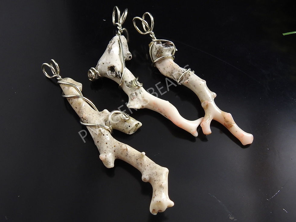 White Coral Natural Rough Stick Wire Wrapping Metal Pendents