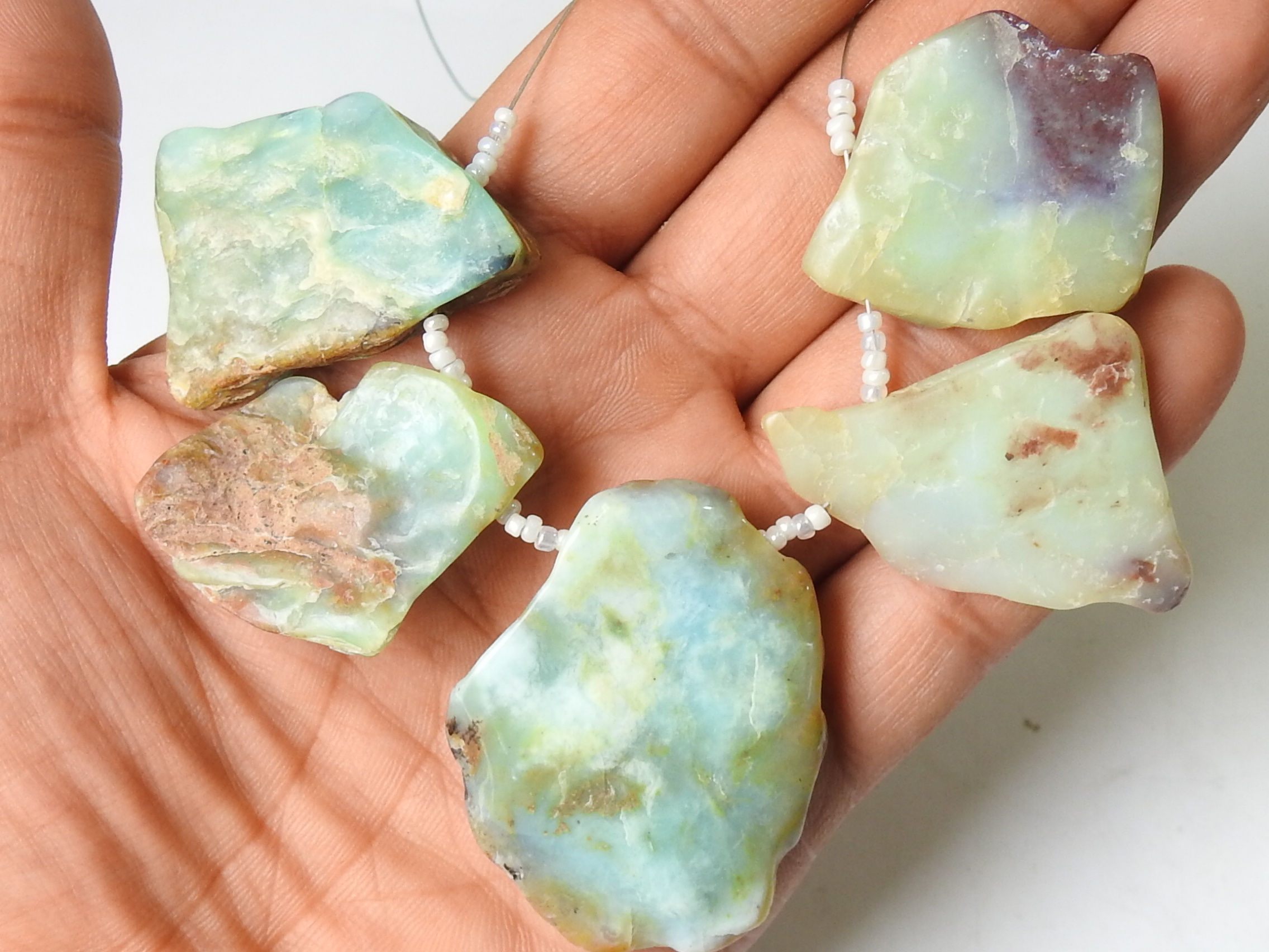 Peruvian Opal Natural Polished Rough 5Piece 48X39To32X29MM Approx WWM-5