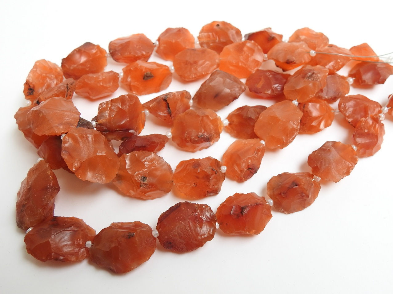 Carnelian Natural Rough Oval Shape Hammered Beads