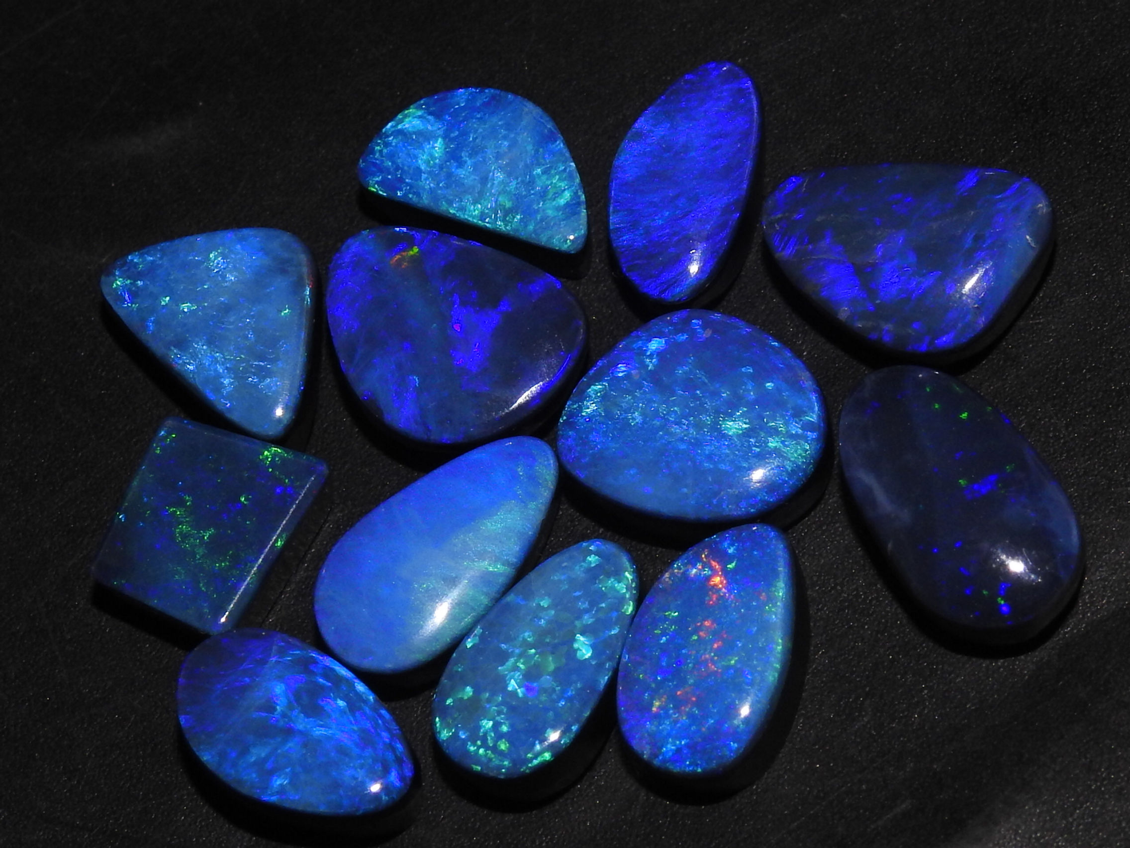 Australian Opal Doublet Multi Flashy Fire Smooth Cabochon Lot