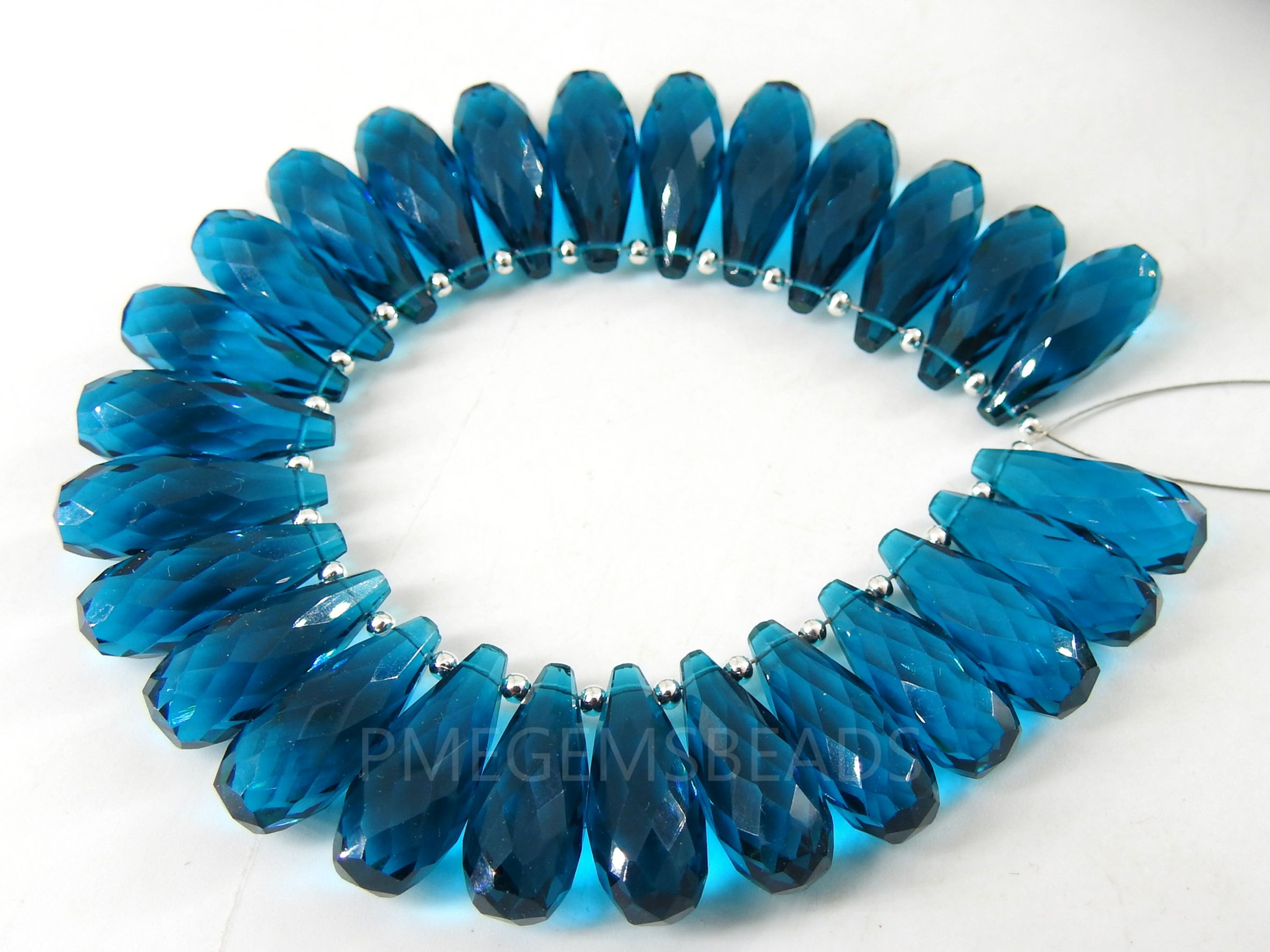 Peacock Blue Quartz Faceted Drops