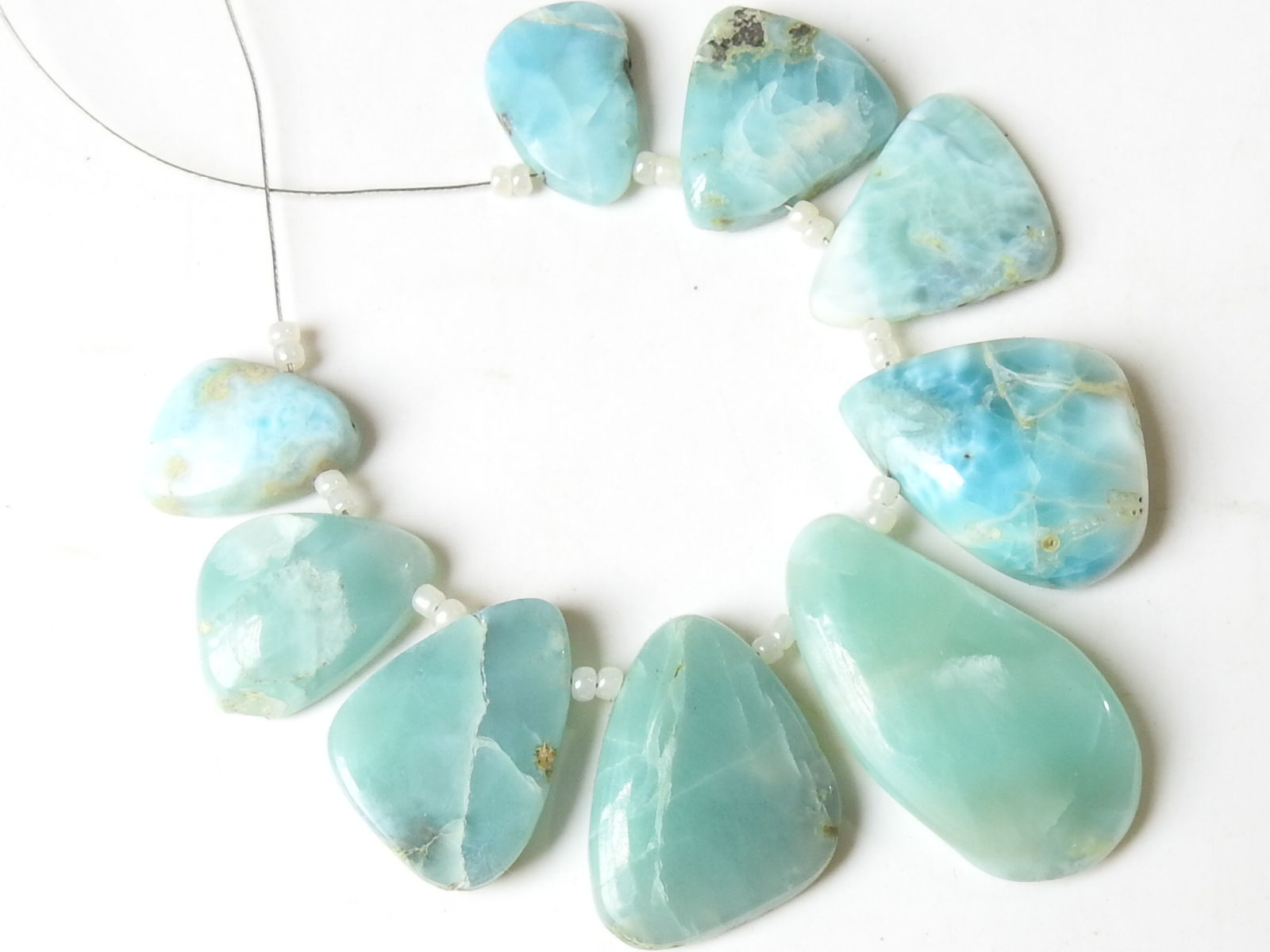 Larimar Smooth Cabochon Briolette 9Piece 32X16To18X11MM Approx WWM-3