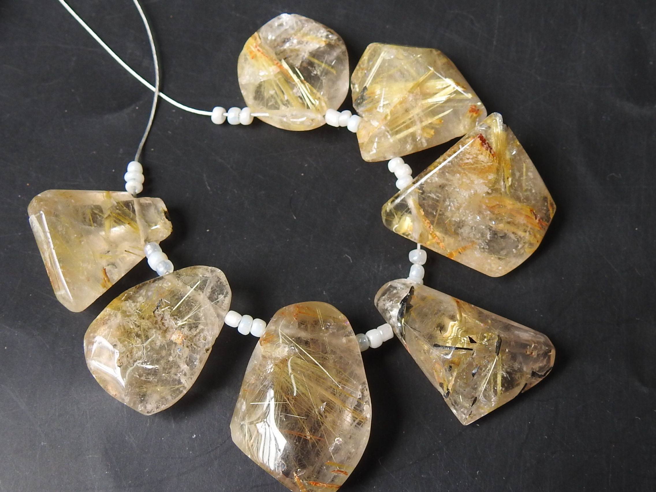 Golden Rutile Quartz Faceted Tumble Nugget 7Piece 25X19To22X17MM Approx WWM-4