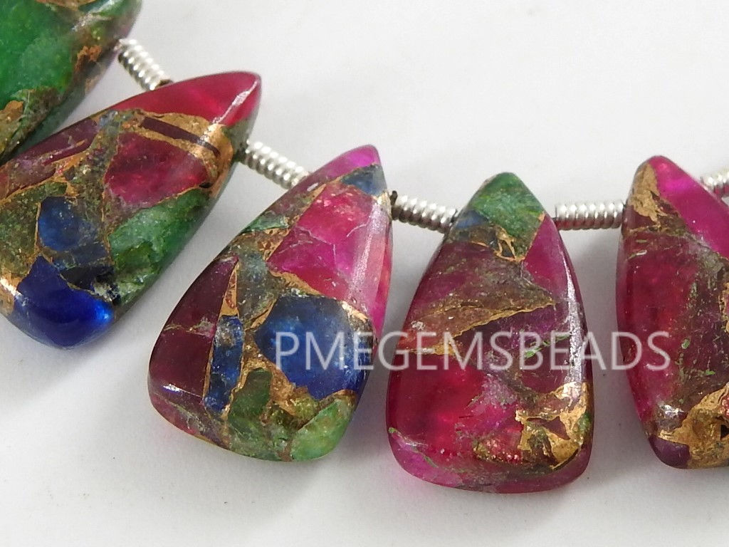 Mojave Copper Turquoise Long Triangle Trillion Pyramid Teardrop