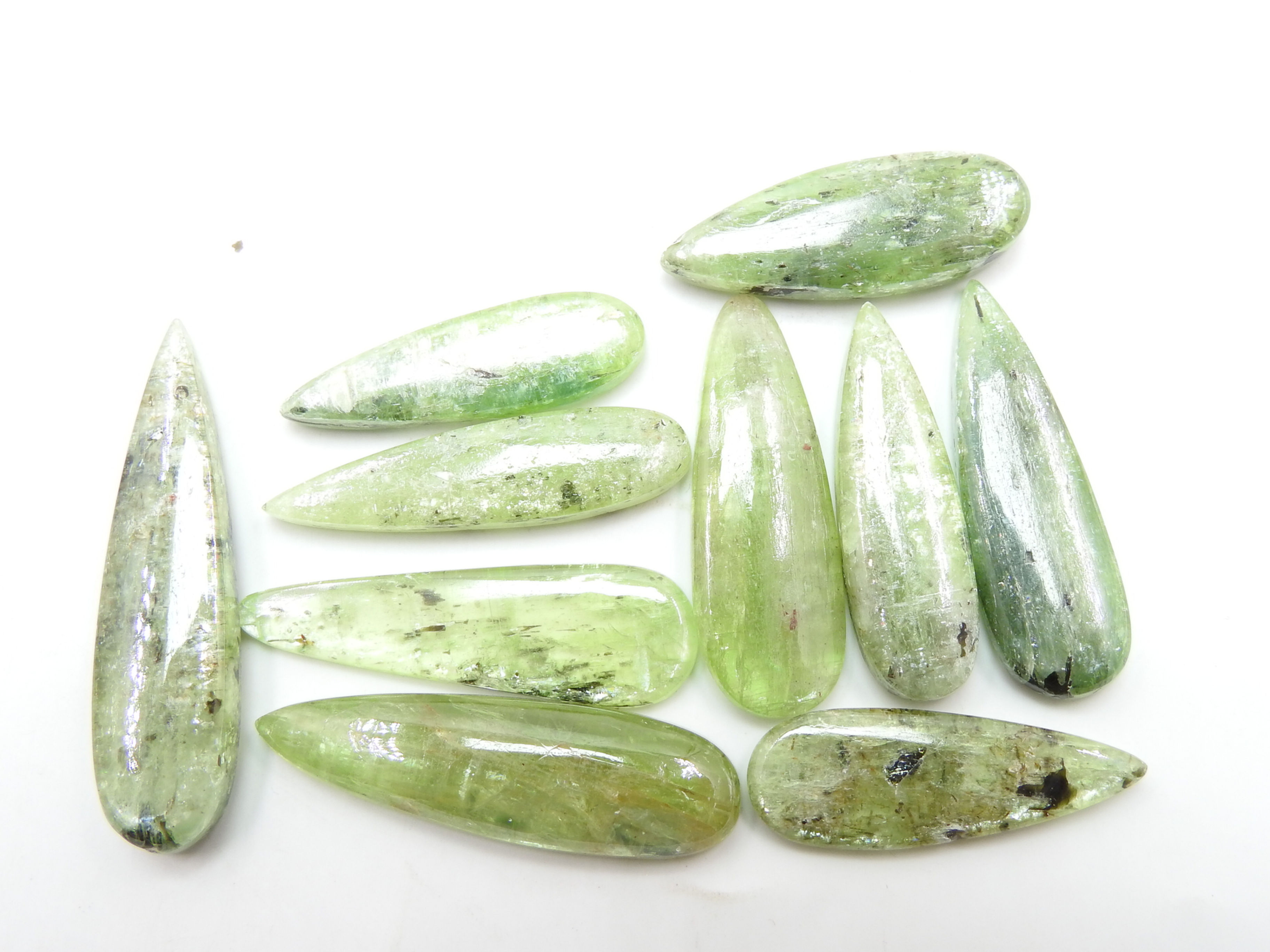 Green Kyanite Smooth Cabochon 10Piece Lot 47X11X7To34X10X5MM Approx C-41