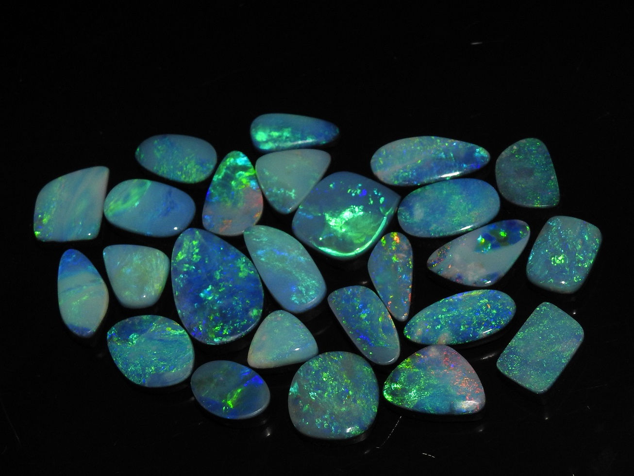 Australian Opal Doublet Multi Fire Smooth Fancy Shape Cabochon Lot