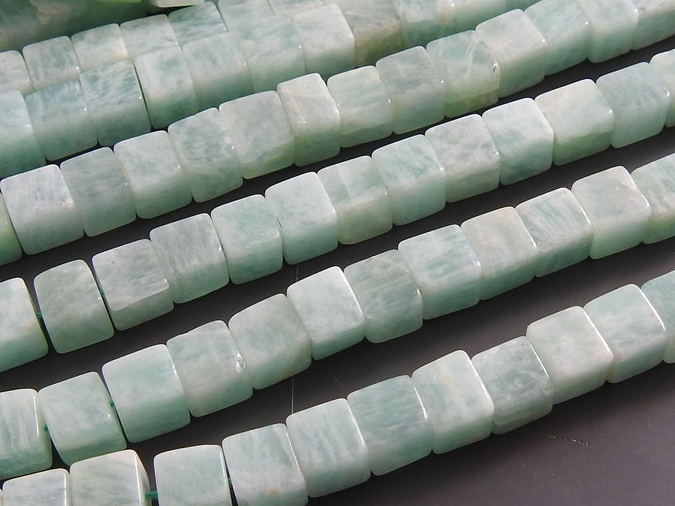 サムネイル： Amazonite Smooth Cubes Box Beads