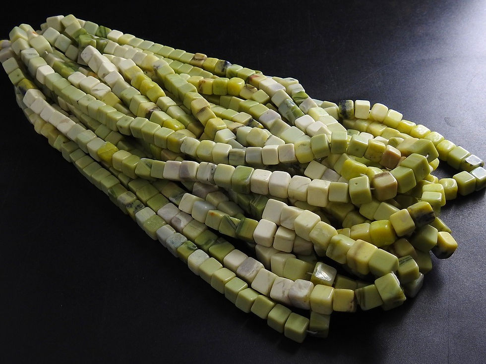 Miniature : Green Opal Multi Shaded Smooth Cube Box Beads