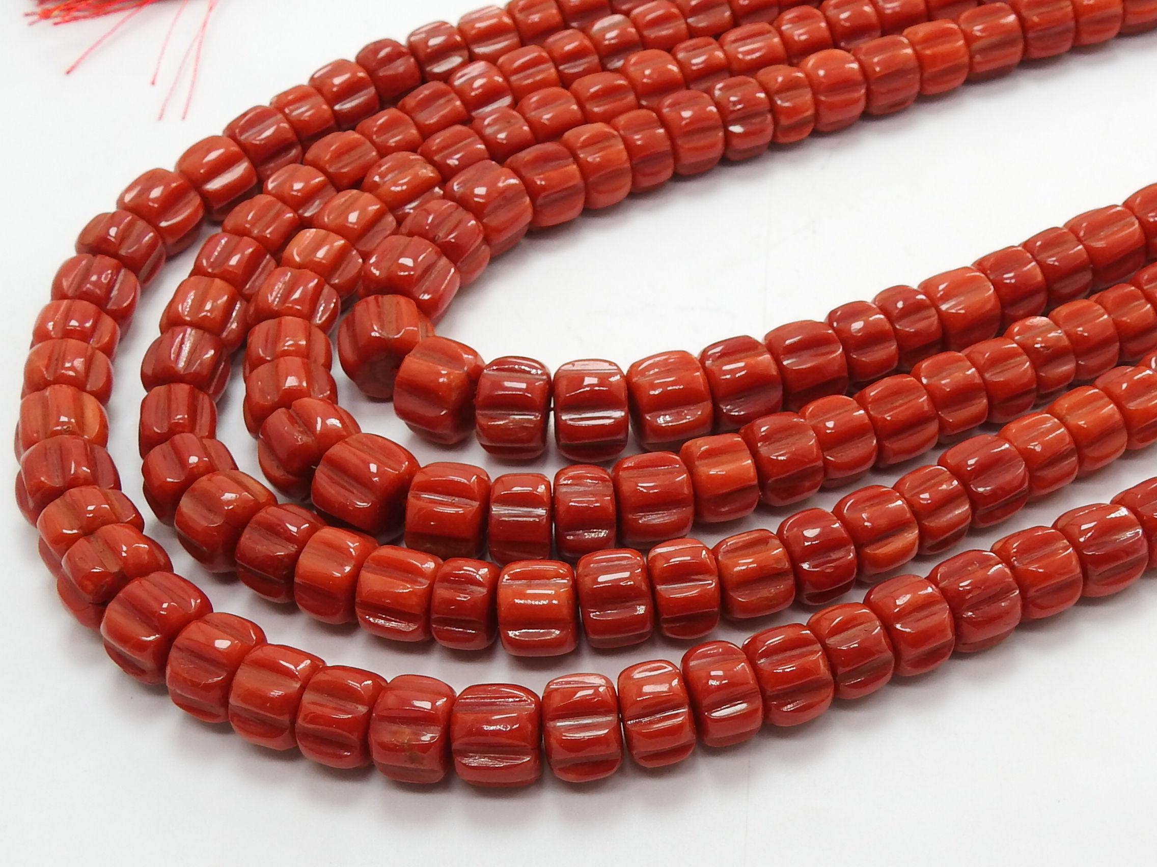 Red Coral Pumpkin Caving Beads Watermelon Tyre