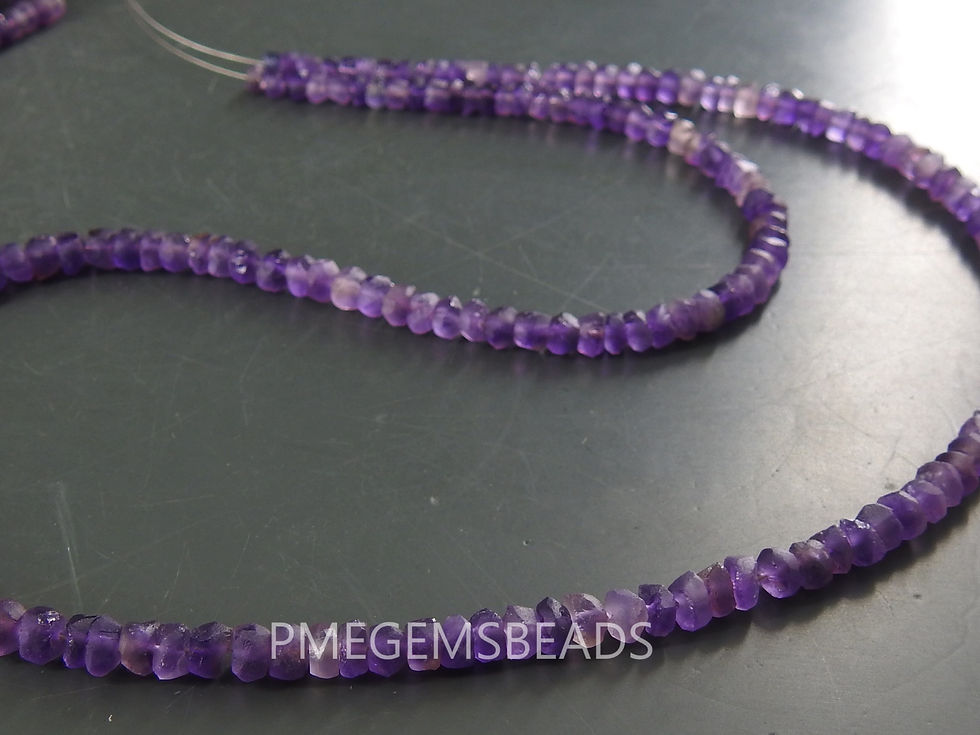 Thumbnail: Amethyst Smooth Matte Polished Roundel Beads
