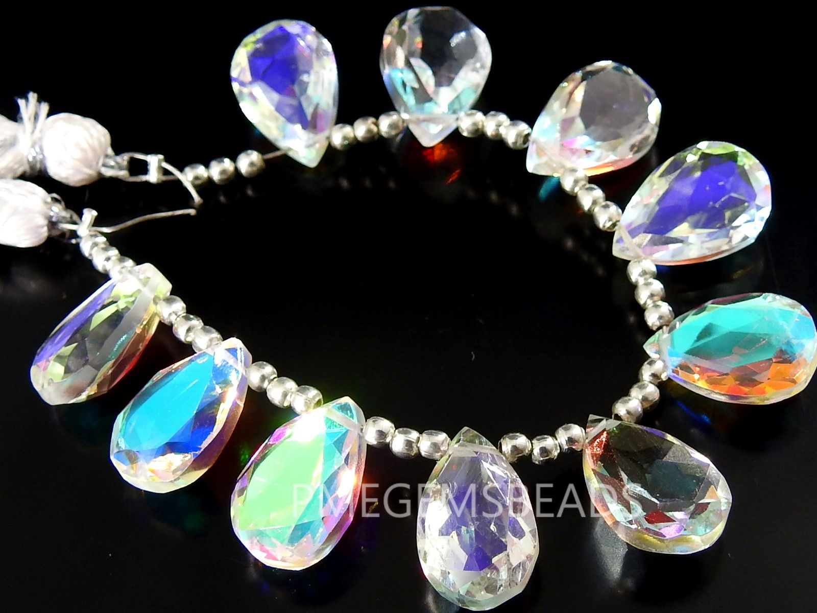 Mystic Rainbow Quartz Faceted Cut Stone Teardrop