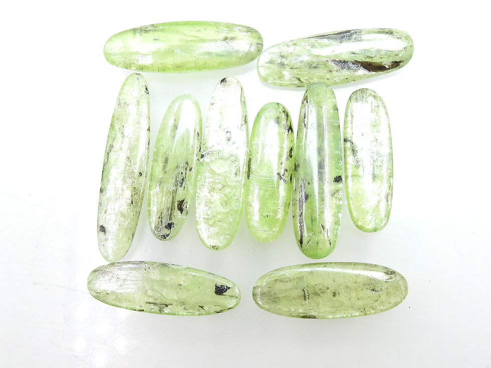 Green Kyanite Smooth Cabochon 10Piece Lot 43X10X4To31X10X5MM Approx C-41