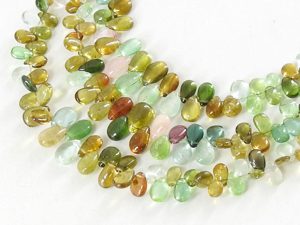 Multi Tourmaline Smooth Teardrop For Jewelry Making 8Inch 7X4To3X3MM WM-BR10