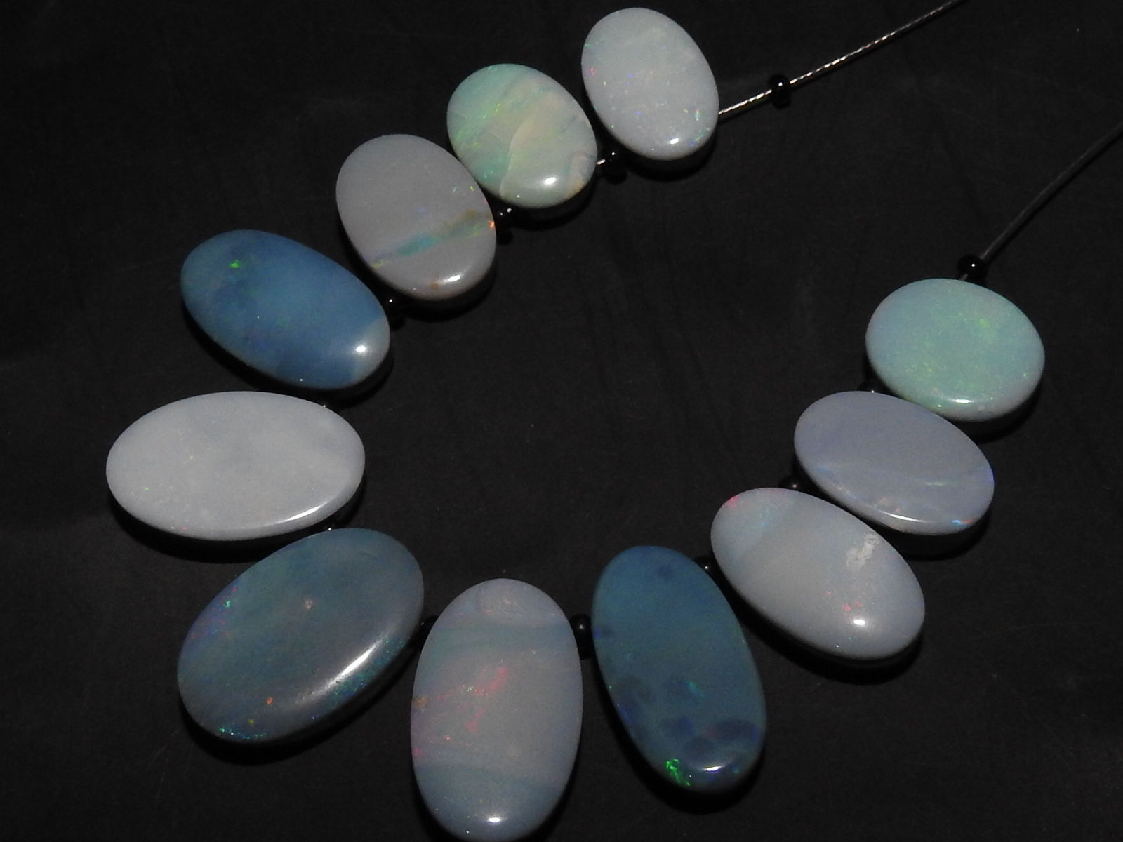 Australian Opal Doublet Smooth Oval Shape Briolette/11Piece 17X11To13X8MM/MS-J