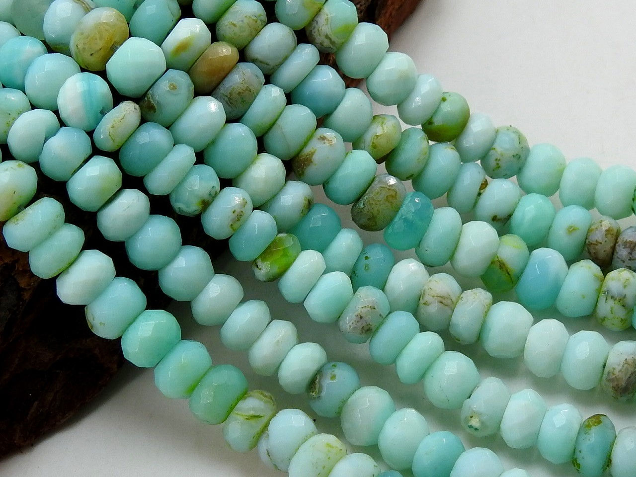 Blue Peruvian Opal Faceted Roundel Beads