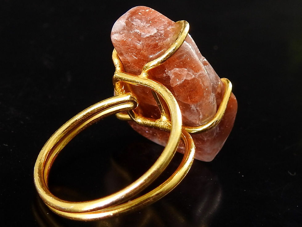 サムネイル： Sunstone Natural Polished Rough 14K Gold Plated Wire Wrapping Adjustable Copper