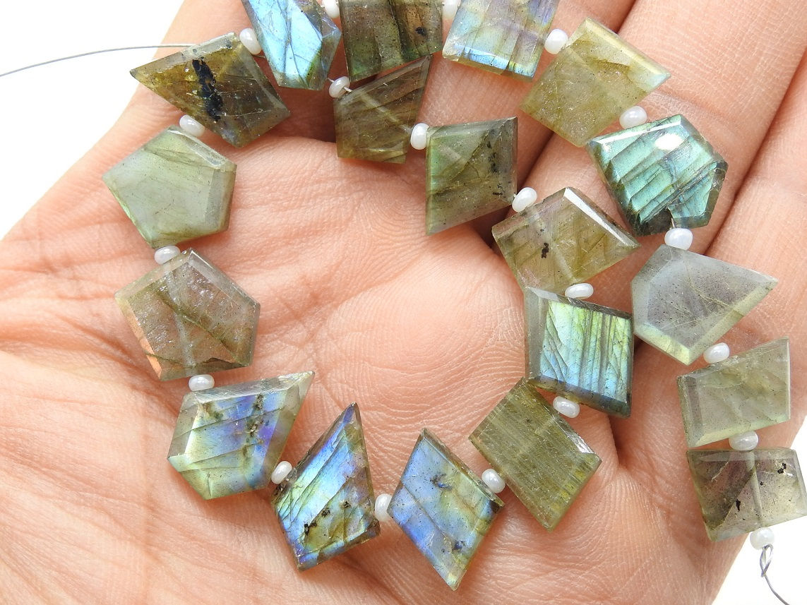 Labradorite Multi Fire Faceted Fancy Slice Shape Bead