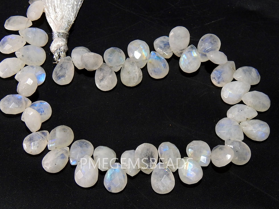 サムネイル： White Rainbow Moonstone Multi Flashy Fire Faceted Teardrop