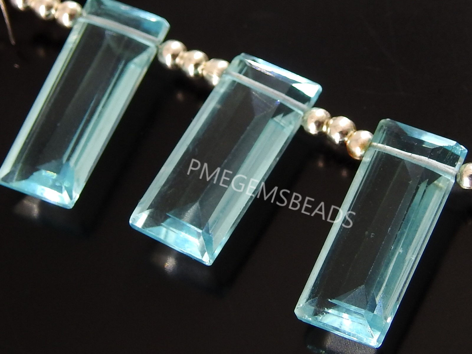 Aqua Blue Quartz Faceted Baguette