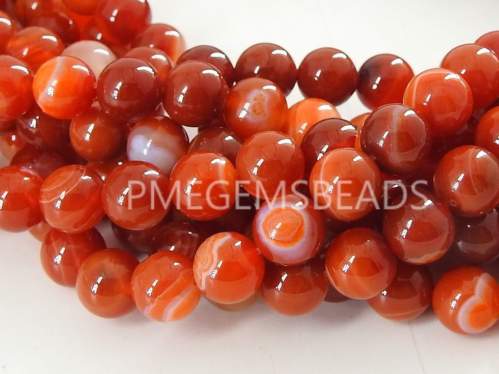 Orange Stripe Agate Sphere Ball Round Beads